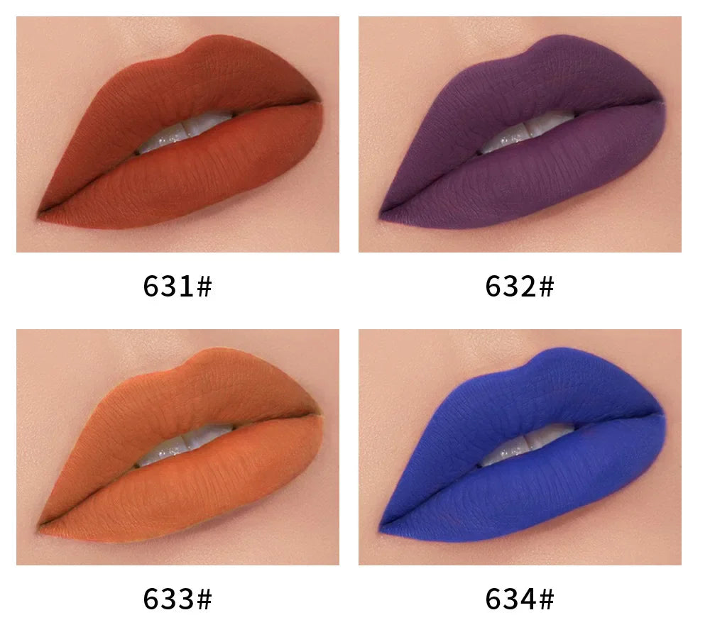 Matte Liquid Lipstick Waterproof Long Lasting Sexy Velvet Lip Gloss Nude Pigment Red Black Women Beauty Makeup Cosmetics