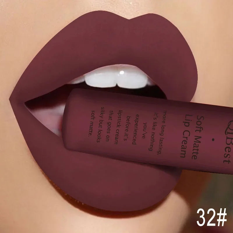 Matte Liquid Lipstick Waterproof Long Lasting Sexy Velvet Lip Gloss Nude Pigment Red Black Women Beauty Makeup Cosmetics